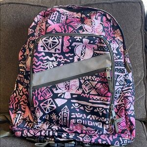 L.L.Bean Book Pack Backpack Navy Pink Print  32L Tech Pocket